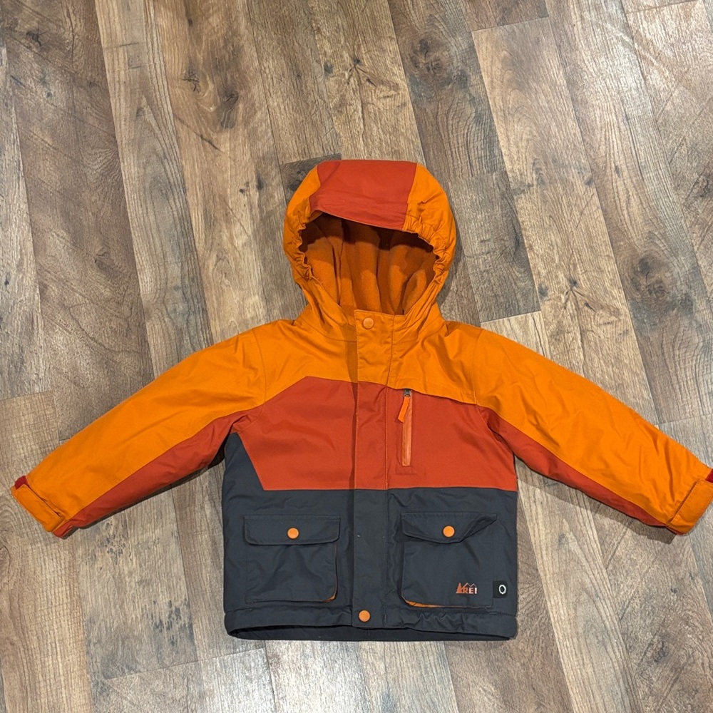 REI Orange and Dark Gray Hooded Jacket